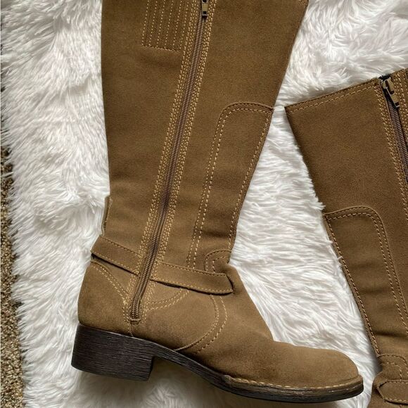 Clarks Derby Palace Leather Boots Tall Tan Side Zip Women’s Size 8 M FLAWED - Picture 10 of 16